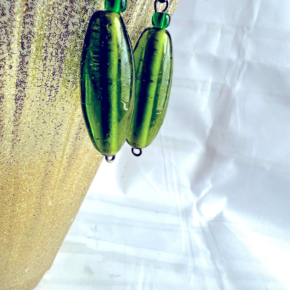 Gorgeous handmade glass green earrings